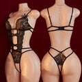 Transparent  Lace Lingerie Deep V Hollow Open Bra Erotic Lingerie Set Sexy Crotchless Bodysuit Temptation Pajamas Hot Underwear