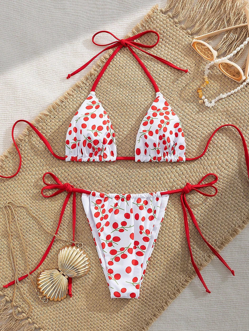 Sexy Micro Bikini Women Swimsuit Trend Two-piece Thong Bikini Set Lace Up Beach Wear Female Swimwear for Woman Bathing Suit