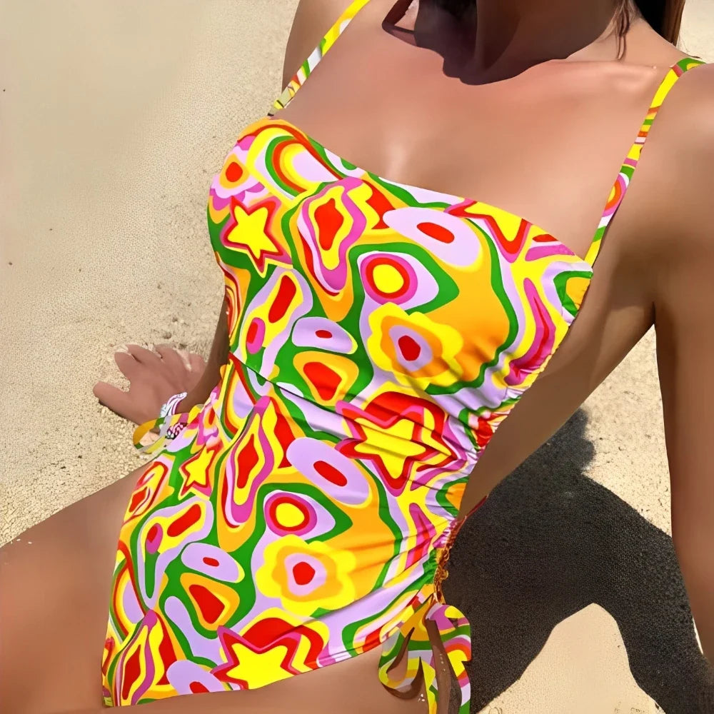 2026 Floral String One Piece Swimsuit Backless Sexy Swimwear Women Bathing Suit Female Swimming Summer Beachwear Bodysuit
