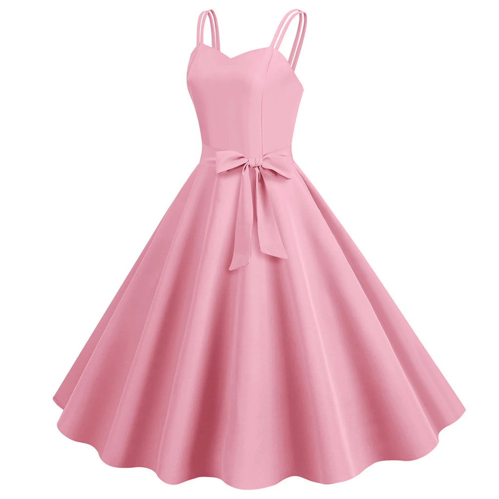 Womens Sleeveless Dress 1950s Housewife Evening Party Prom Dress Temperament Womens Dresses Female Holiday Loose Beach Dresses