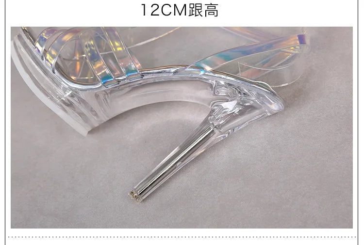 PVC Transparent Crystal Sandals Women Gold Silver Wedding Holographic Summer Jelly Shoes Ladies Thin High Heels Sandalias Mujer