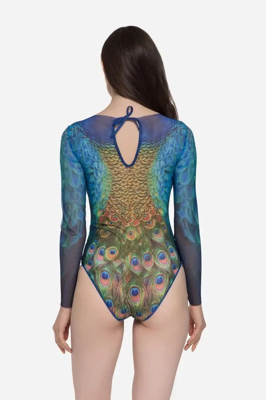 2026 New Mesh Retro Long Sleeve One Piece Swimsuit High Cut Sexy Bathing Suit Solid Color Women's Swimwear Beach Surfing Suit