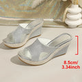 Gold Silver Crystal Wedges Sandals Women Fashion Plus Size 43 Chunky Heels Slippers Woman 2026 Summer Peep Toe Platform Sandles