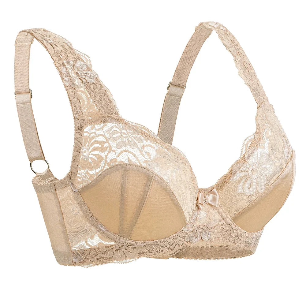 Plus Size E F G H I Cup Womens Bra Lace Brassiere Support Underwire Mesh Thin Large Adjusted-straps BH