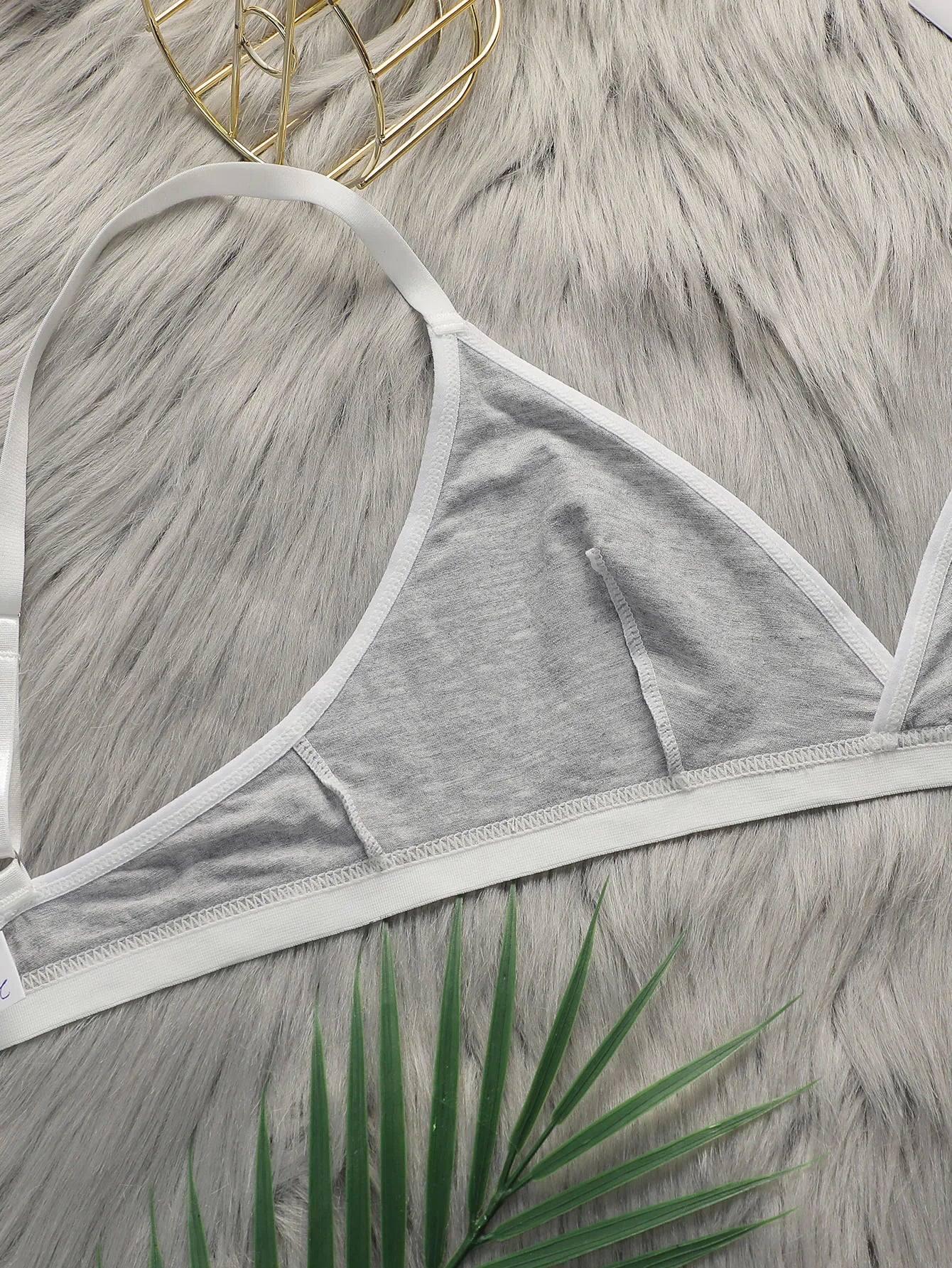 Women's thin without steel ring lifting and gathering gray sexy ultra short underwear triangle underwear set YS2731