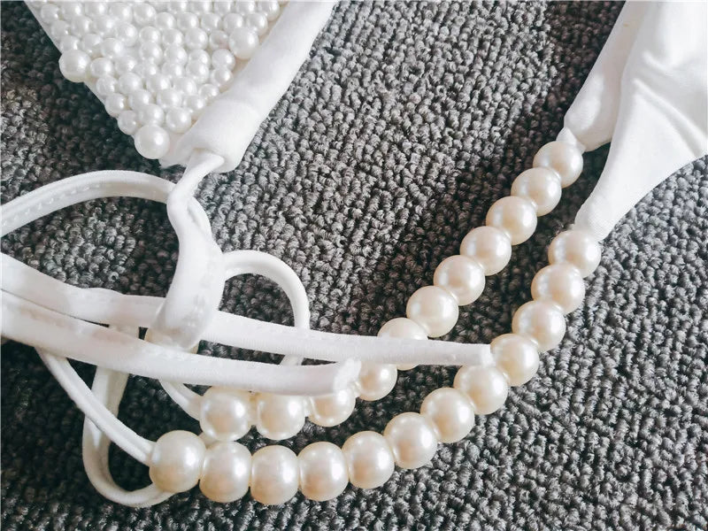 2026 Luxury Pearls Halter Mini Bikini Female Swimsuit Women Swimwear Two-pieces Bikini Set Bather Bathing Suit Swim Beachwear