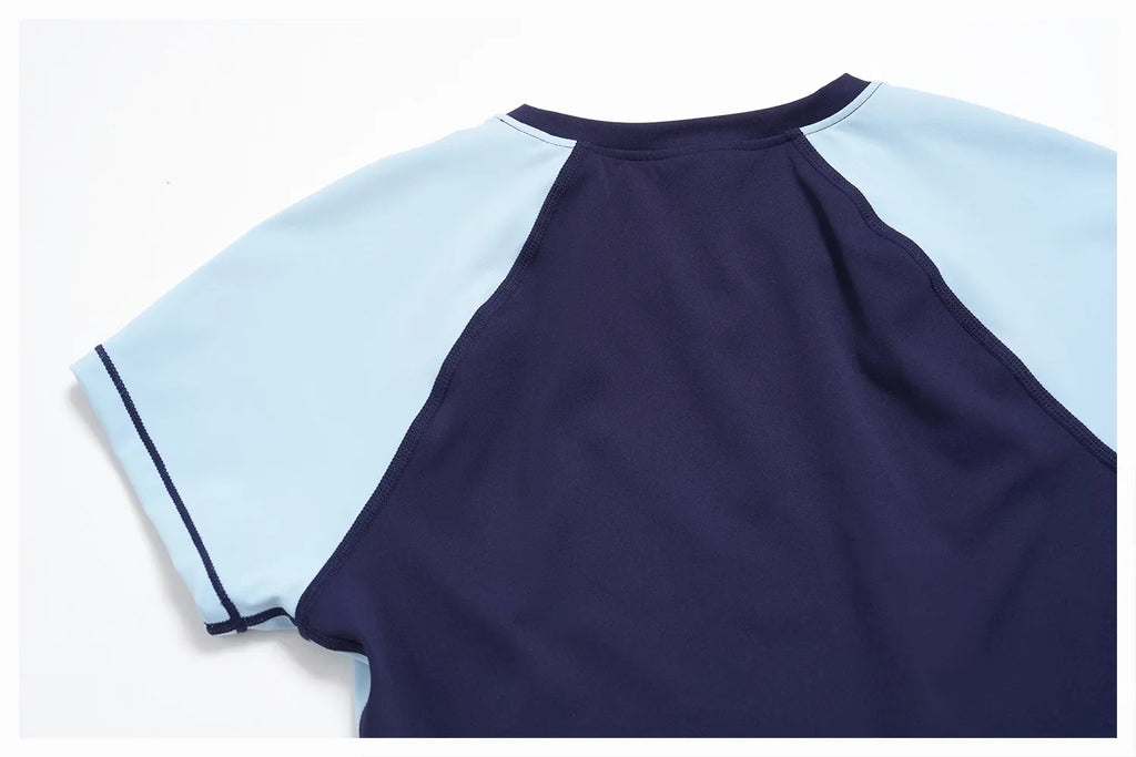 Color Blocking 2PCS Yoga Set Women's Tracksuit Short Sleeve O Neck Sports T Shirts High Waist Cropped Pants Tight Fitness Suits