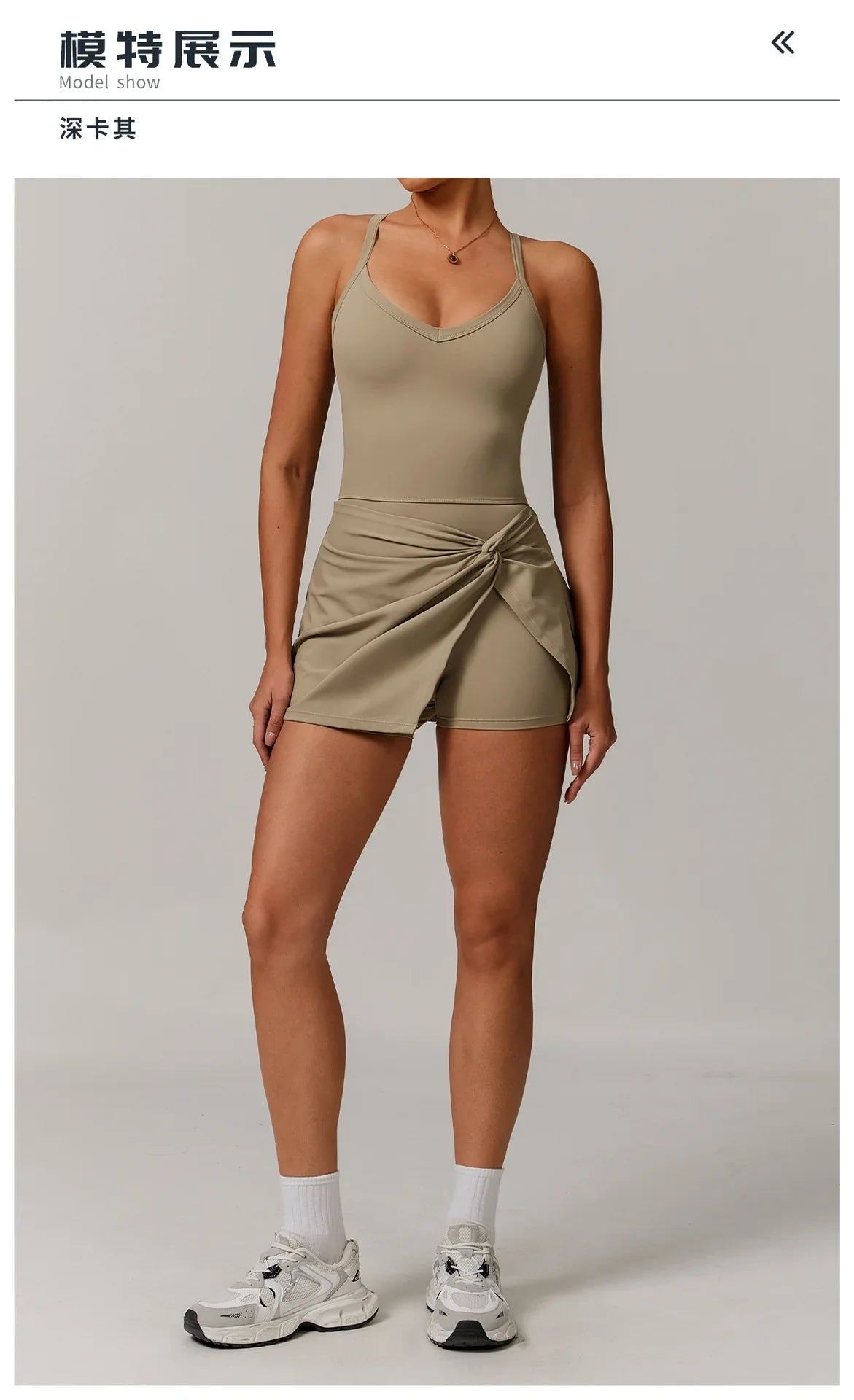 Summer Tennis Dress Women Sleeveless V Neck Slim Skirt Pleate Twisted Design Crossed Hollow Out Sports Yoga Golf Skirt Badminton