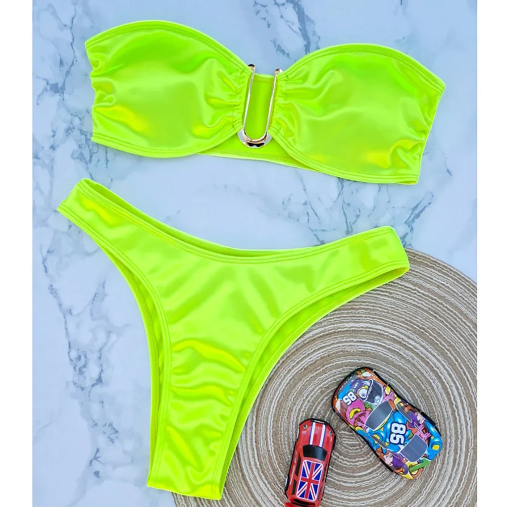 13 Color 2026 New Sexy Bandeau Bikini Women Swimwear Female Swimsuit Two-Pieces Bikini Set Padded Bather Bathing Suit Swim V4647