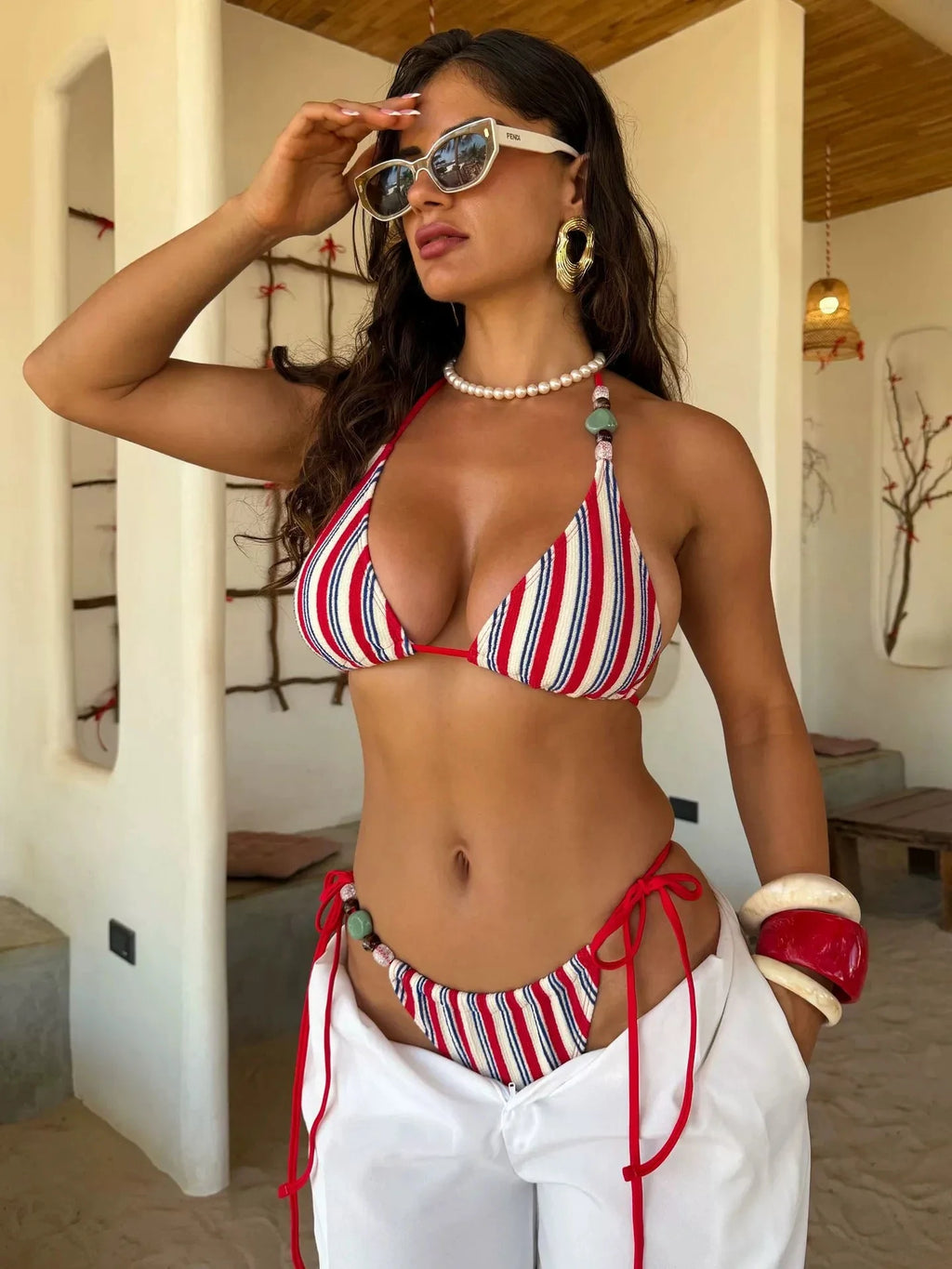 DEKA Sexy Push Up Bra Striped Bikinis Sets Women Bandage Triangle Swimsuit Brazilian Summer Holiday Bathing Suit Swimwear
