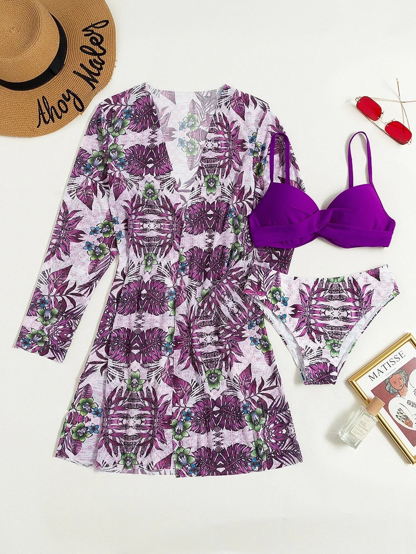 3 Pieces Push Up Bikinis 2026 Women With Kimono Beach Printed Swimsuit Sexy Swimwear Female Bathers Bathing Swimming Swim Suit