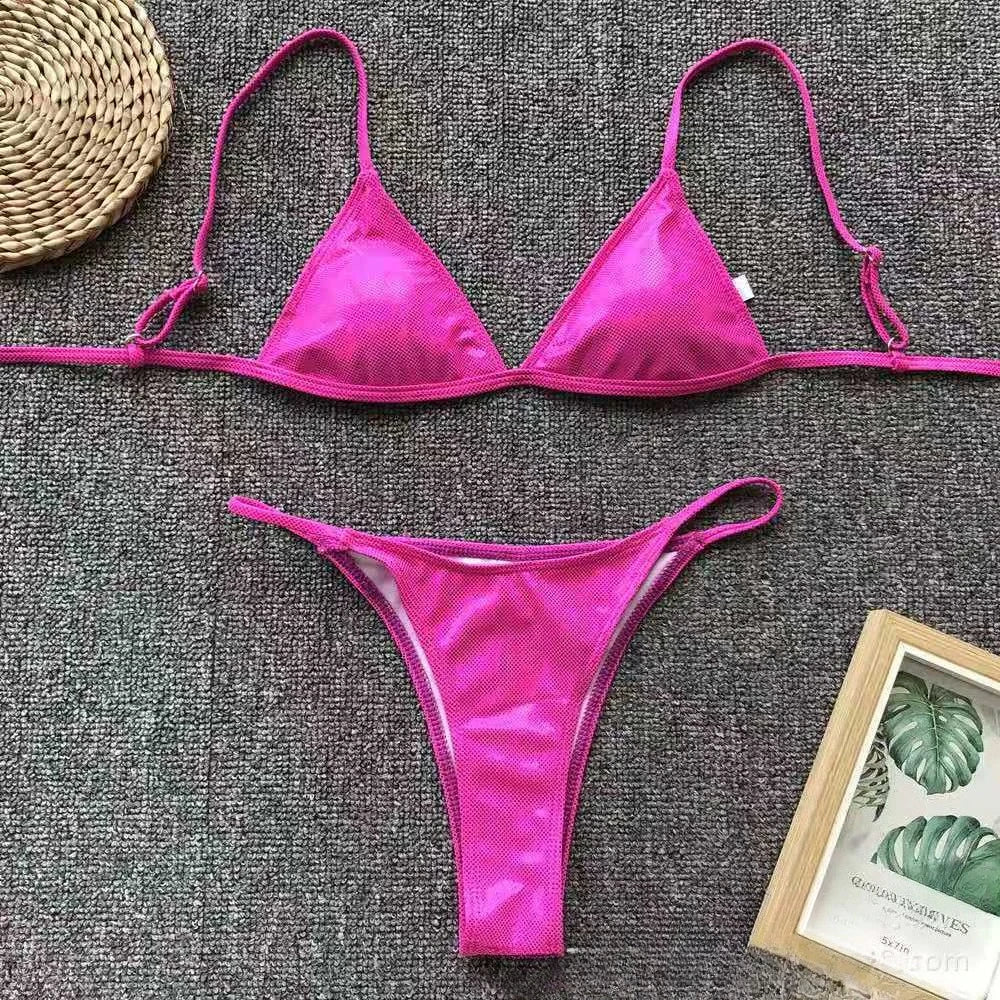 New Split Swimsuit Hot Sexy Women's Triangle Bikini Bathing Suit Fashion Thong Beachwear Female Solid Push Up Swimwear