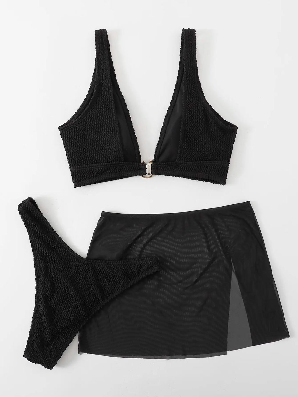 3 Pieces U-ring High Cut Bikini Swimsuit & Split Thigh Beach Skirt Swimwear Women 2026 Bathers Bathing Swimming Suit Female