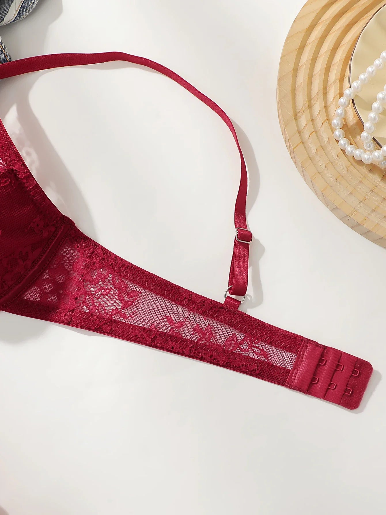 Red High-Quality Lace Bra Sexy Steel Ring Lifted Semi-Transparent Women's Underwear Lingerie for Enhanced Femininity