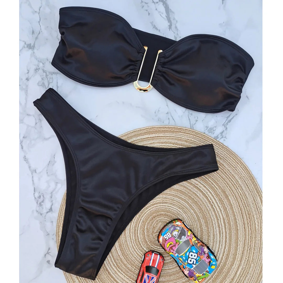 13 Color 2026 New Sexy Bandeau Bikini Women Swimwear Female Swimsuit Two-Pieces Bikini Set Padded Bather Bathing Suit Swim V4647