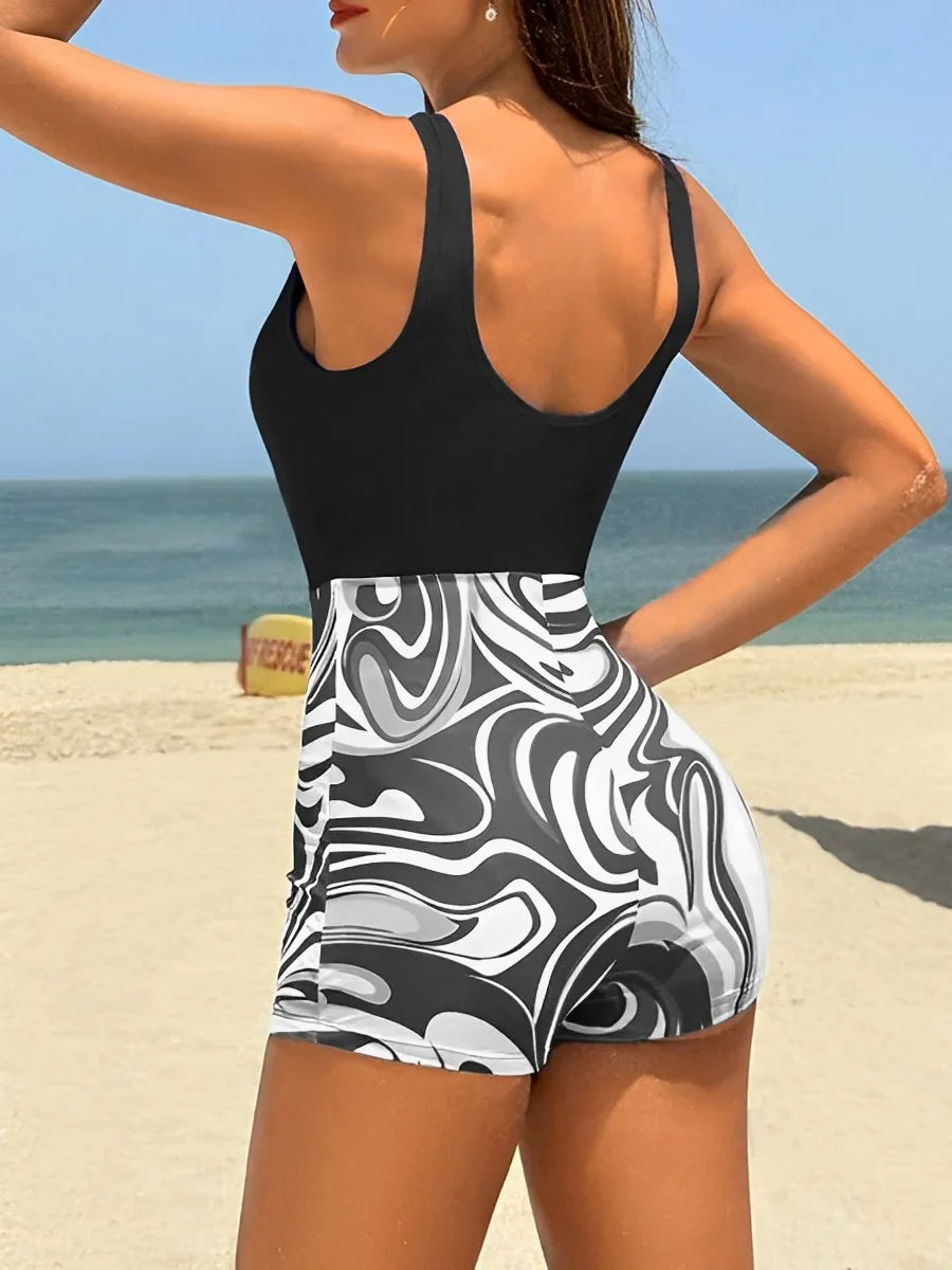 2026 Patchwork Sleeveless Swimsuit Women One Piece Swimwear Female Bathers Bathing Swimming Swim Suit Summer Beachwear