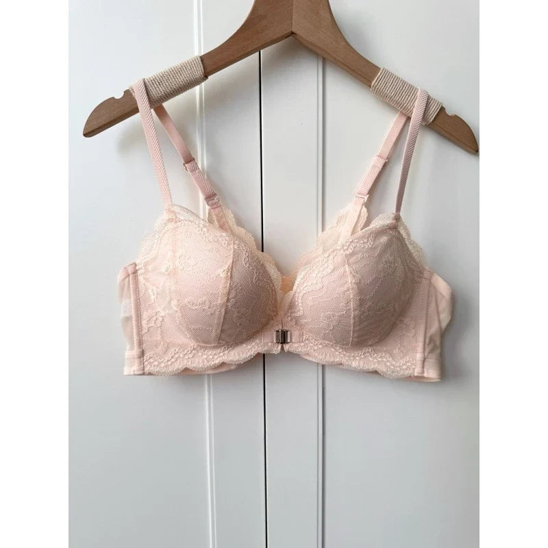 Summer Hot Sale! Front Closure Compression Bra for Small Bust - Sexy Lace Back Push Up Bralette, Lightweight Invisible Comfort