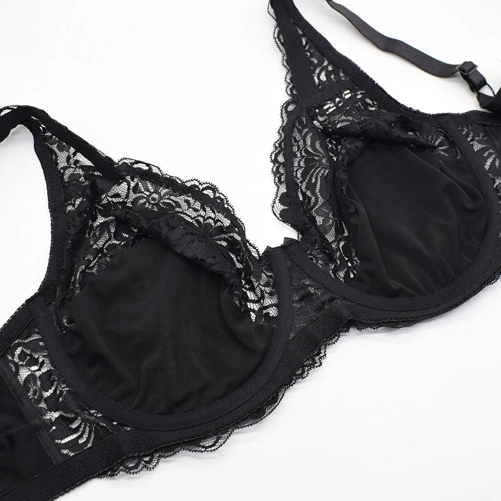 Womens Minimizer Bra Lace Plus Size Brassiere Support Underwire Big Thin Adjusted-straps 36-52 E F G H I Cup