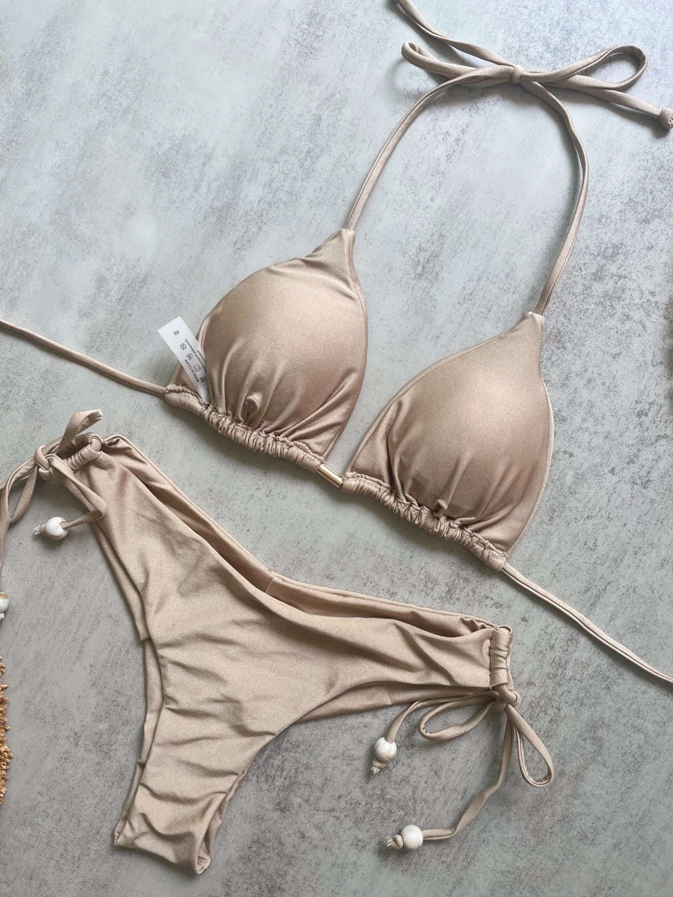 Sexy Brown Bikini 2026 Women Solid Red Halter Push Up Bra Tie Side Triangle Swimsuit Summer Bathing Suit Lace Up Micro Swimwear