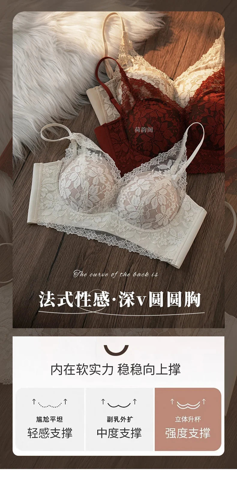 Tight Fit French Lace Bra for Small Bust - Comfort Lift Anti Sagging, Sexy Lace Back & Thin Strap Lingerie MOYISU Sexy Bras AB