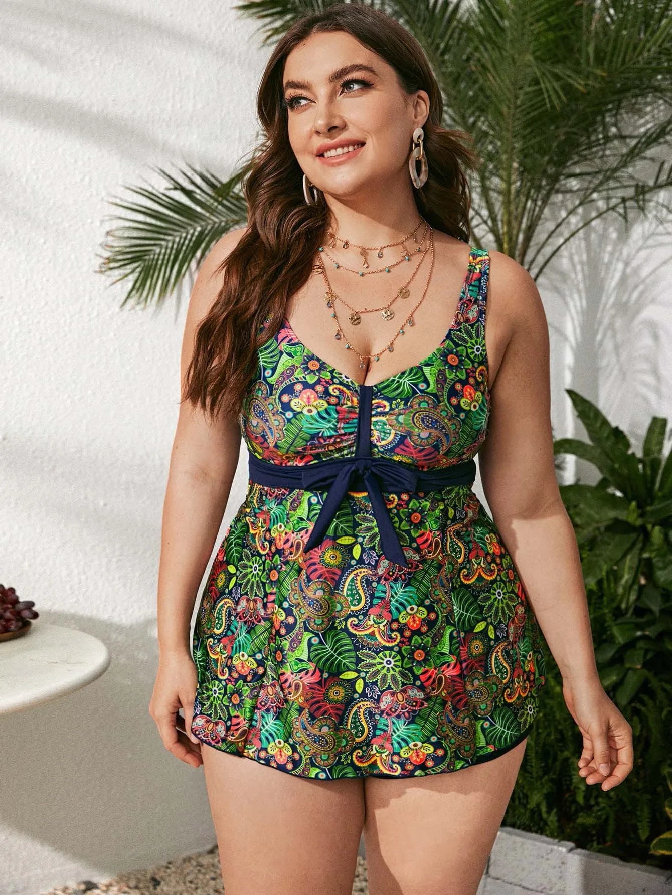 VigoJany 2026 Sexy Print Strapped Plus Size Tankini Set Women High Waist Push Up Big 2 Piece Swimsuit Beach Large Bathing Suit