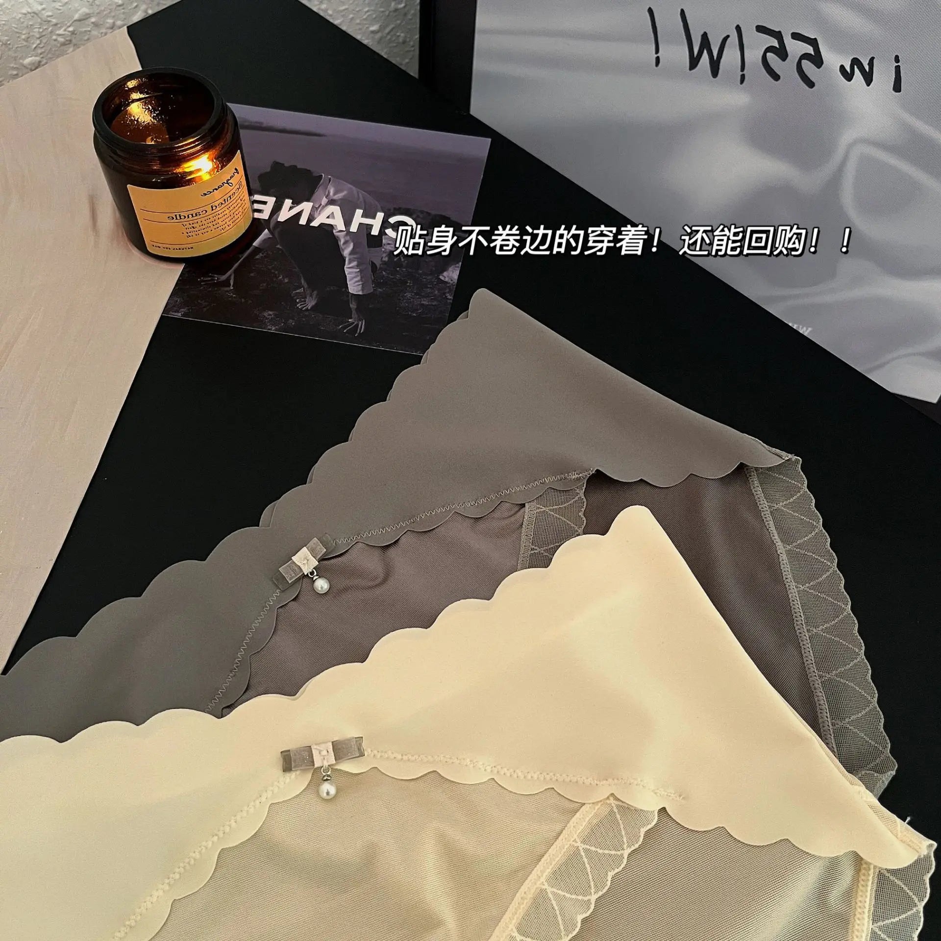 WOMEN Lace underwear, seamless, comfortable, high-elastic, hip-covering briefs, breathable mulberry silk, antibacterial crotch