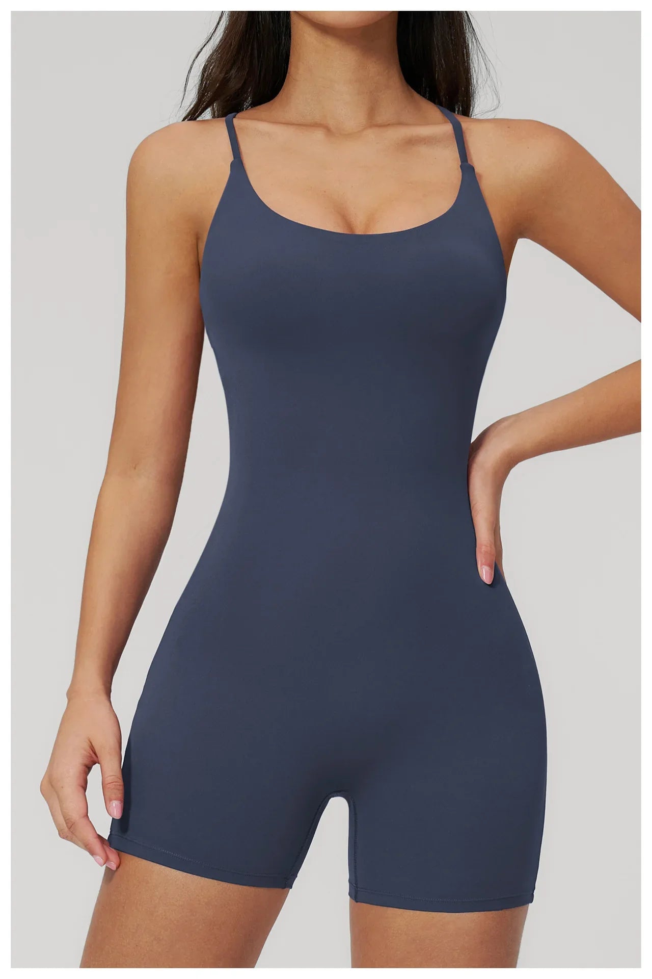 Summer New Hollow Open Back Criss Cross Yoga Jumpsuit Women Outdoor Solid Sleeveless Hip Lifting Pleate Sports Fitness Suits