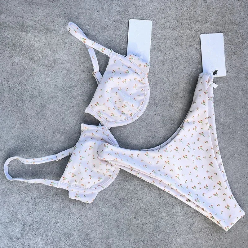 2026 Polka Dot Underwired V-Bar Bikini Women Swimsuit Female Swimwear Two Pieces Bikini Set Push Up Bather Bathing Suit Swim