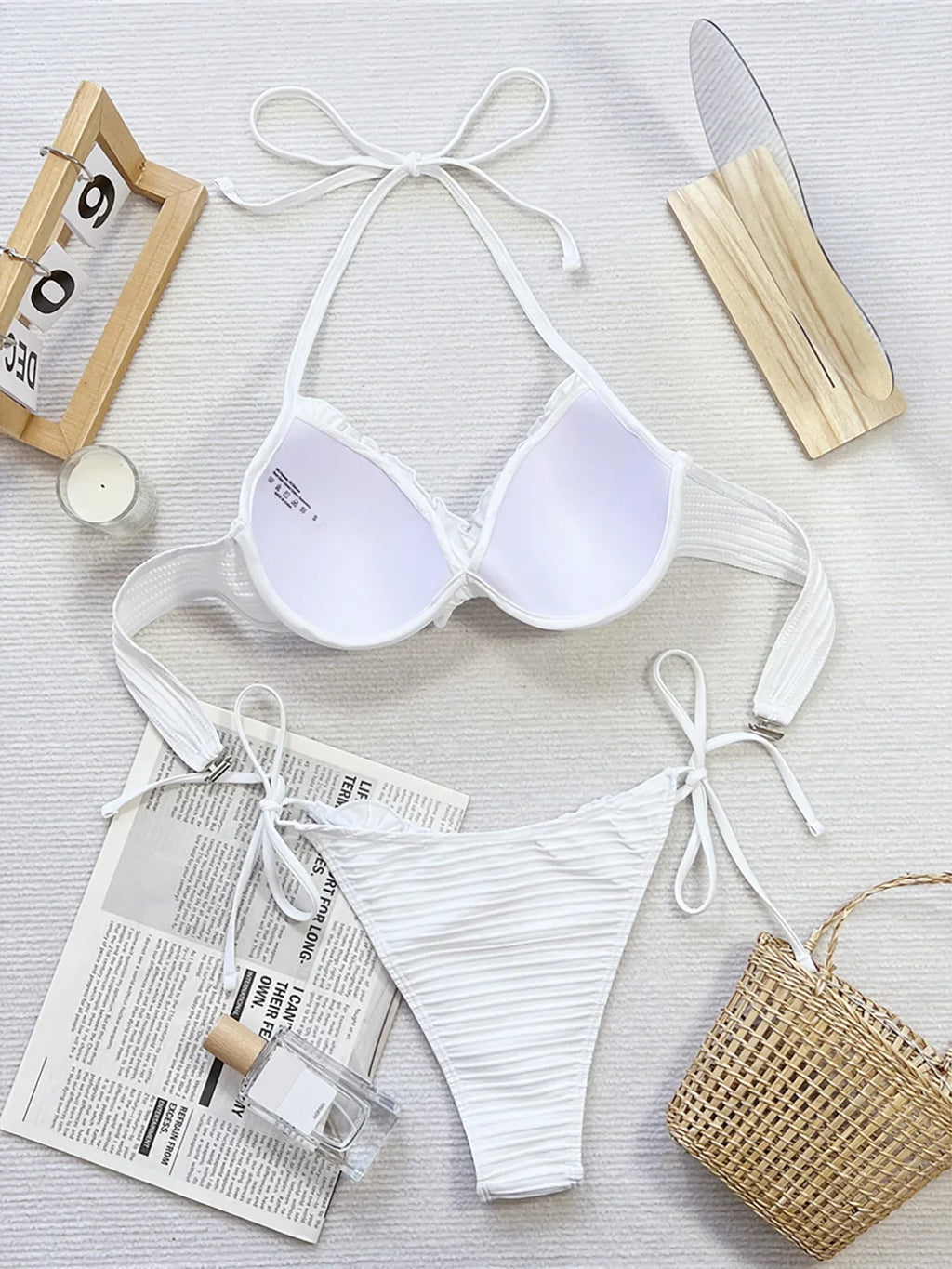 New Halter Frilled Underwired Bra Cup Bikini Women Swimwear Female Swimsuit Two-pieces Bikini set Bather Bathing Suit Swim K5837