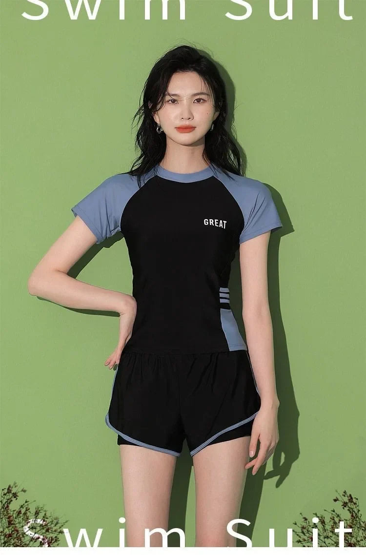 Swimsuit Women's Summer Split Casual Sports Plus Size Swimsuit Conservative Slimming Swimming Pool Swimming Equipment