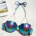 Women's Seashell Tops Backless Halter Bikini Bra Bathing Suit with Pearl Chain Bohemian Beach Vest