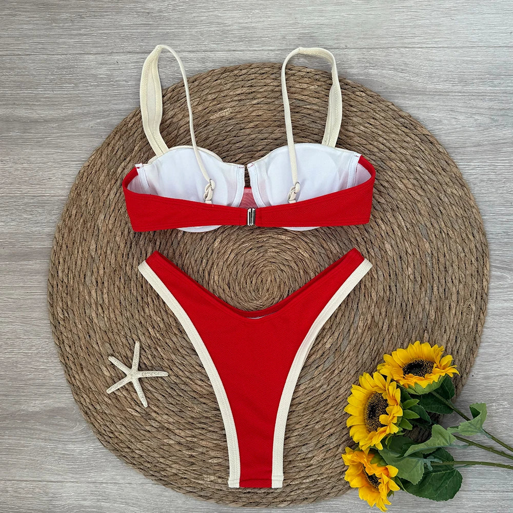 Patchwork Micro Bikini Push Up Women Swimsuits 2025 Sexy Female Swimwear Brazilian Bikini Set Thong Biquini Swim Suits Beachwear