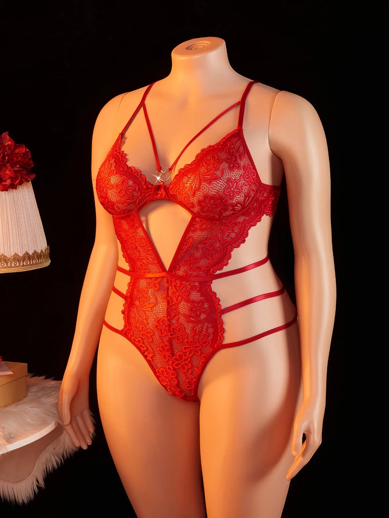 Adult Sexy Lace Teddy Bodysuit For Women Deep V Neck Open Back Halter Design Romantic Hot Women's Lingerie Babydoll Sleepwear