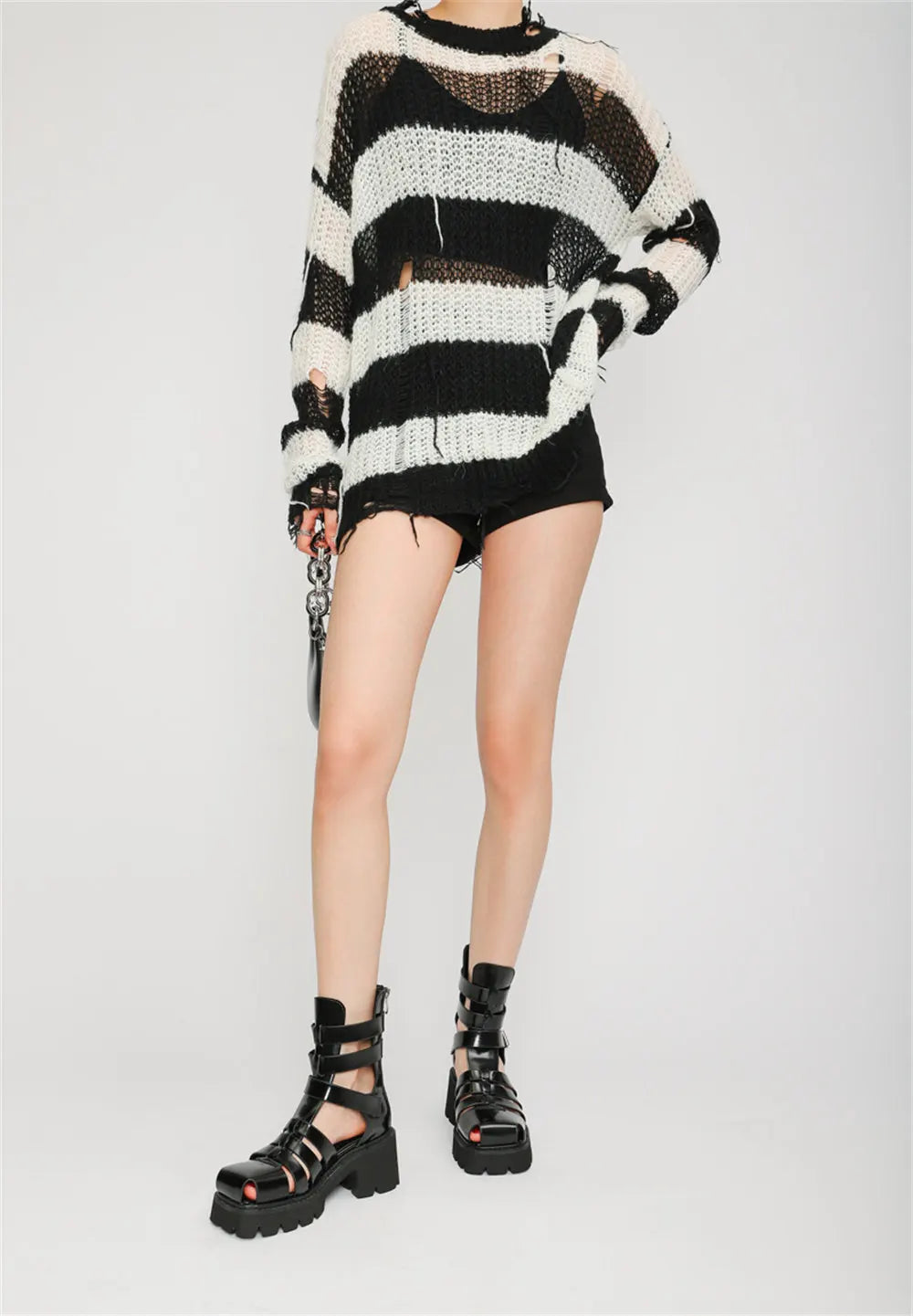 2025 Brand Fashion Women's Black Summer Gladiator Sandals Fashion Leisure Square Heels Casual Platform Shoes Big Size 43