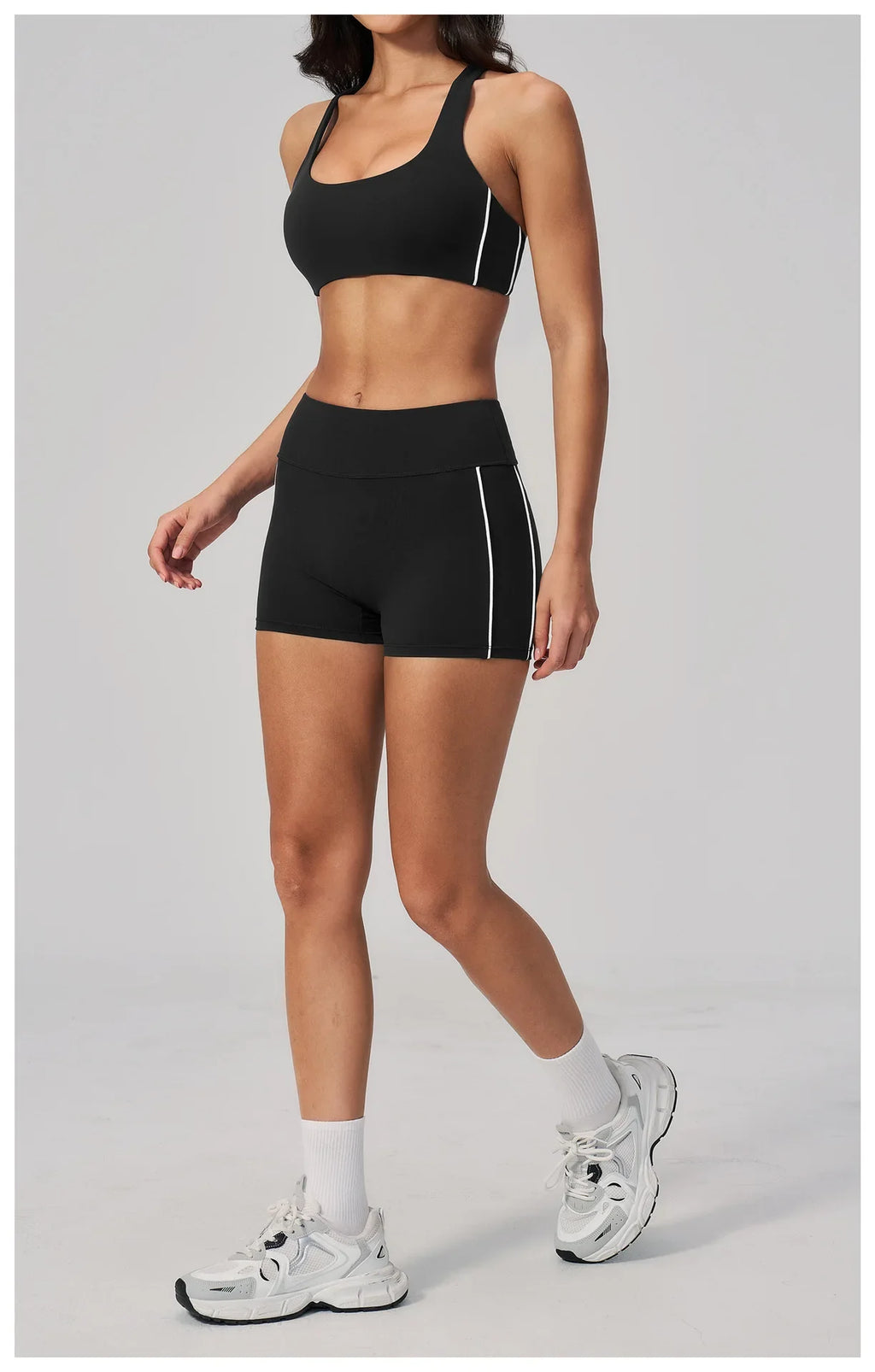 Quick Drying Shaved Tight Yoga Suit for Women Color Contrast Slim Sports Bra High Waist Shorts Running Fitness Suits Tracksuit