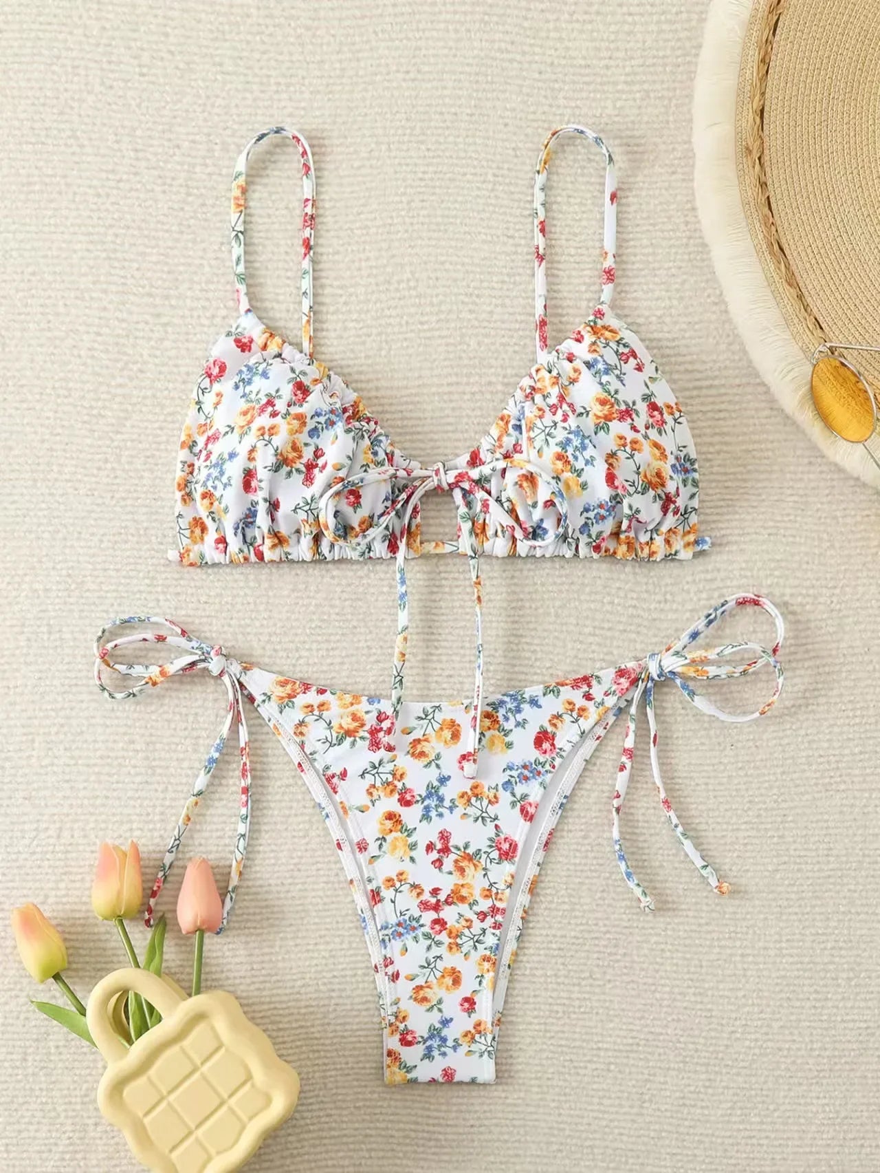 Sexy Floral Print Push Up Bikini Sets Women Swimwear Two Pieces Swimsuit Low Waist Bather Beach Bathing Suit Summer 2025 New