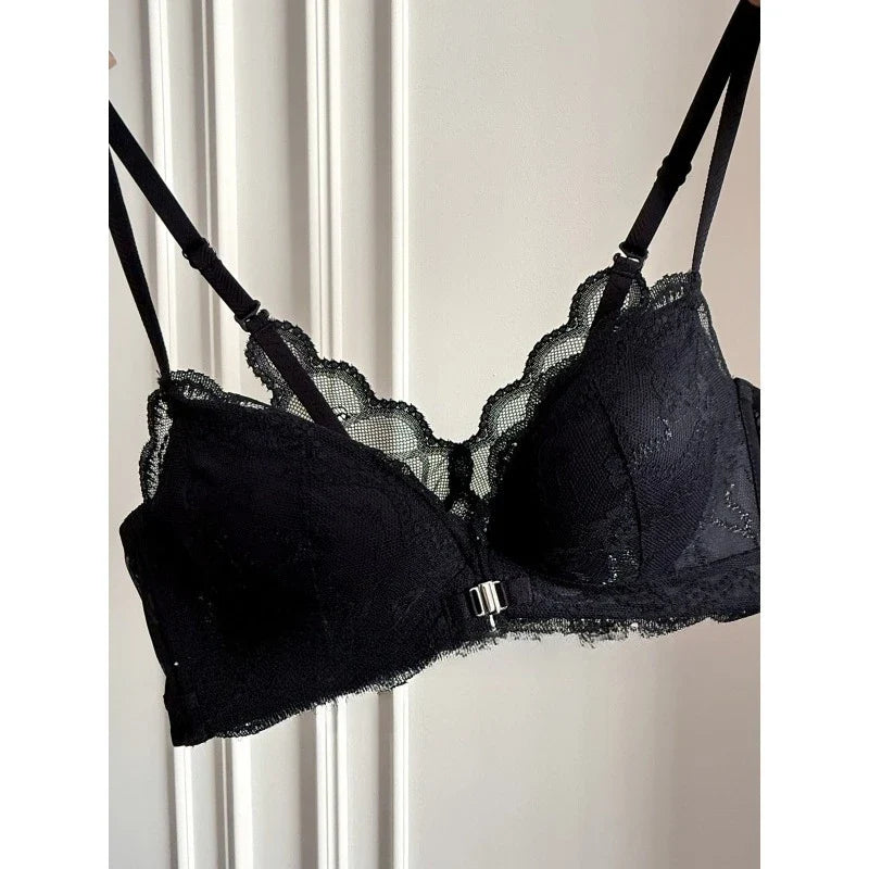 Summer Hot Sale! Front Closure Compression Bra for Small Bust - Sexy Lace Back Push Up Bralette, Lightweight Invisible Comfort