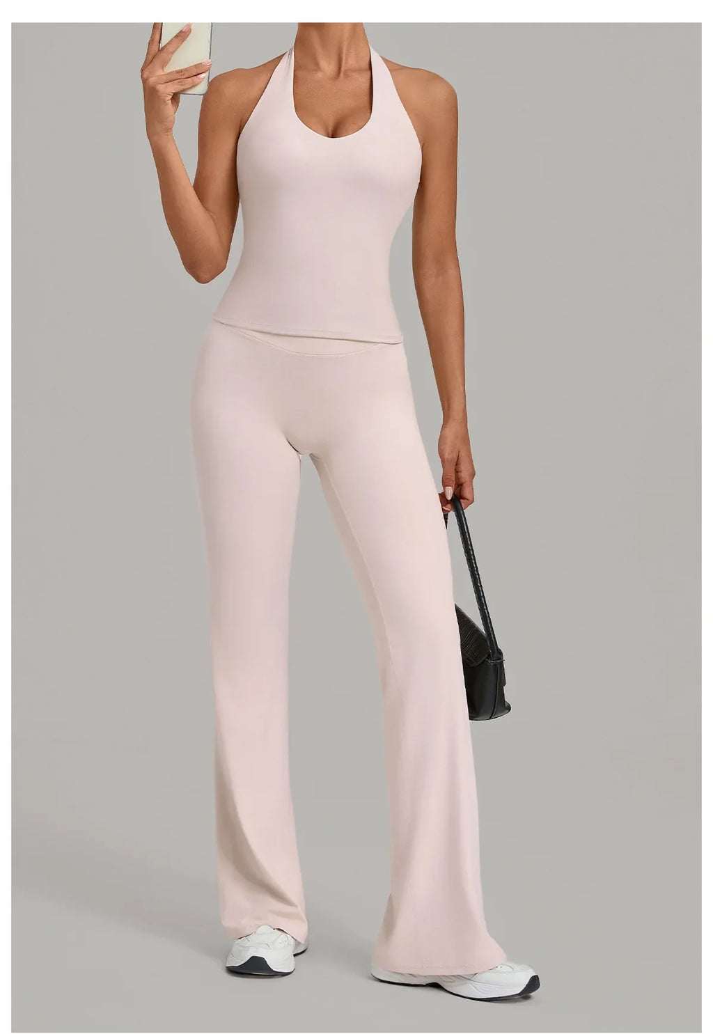 2PCS Yoga Suit Women Hanging Neck Slim Sports Tank Top Gym Tracksuit Outwear High Waist Leggings Workout Fitness Running Sets