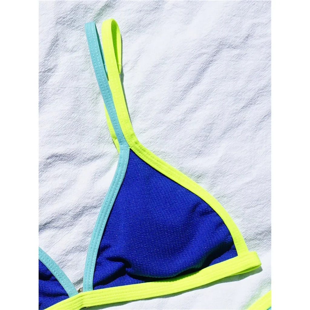 Sexy New Splicing High Leg Cut Bikini Female Swimsuit Women Swimwear Two-Pieces Bikini Set Bather Bathing Suit Swim Lady V3781