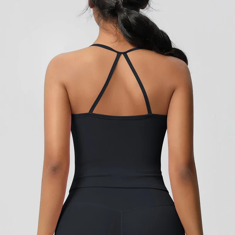 Women's Slim Fit Yoga Fitness Vest Skin Friendly Nude Sports Bra Pilates Top Beautiful Back Design Suspension Yoga Sports Bra