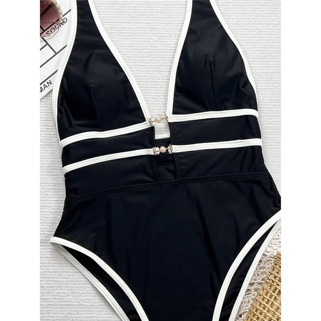 Tiger Printed Deep V Neck Monokini Women Swimwear One Piece Swimsuit Female Backless High Cut Leg Bather Bathing Suit Swim K7293