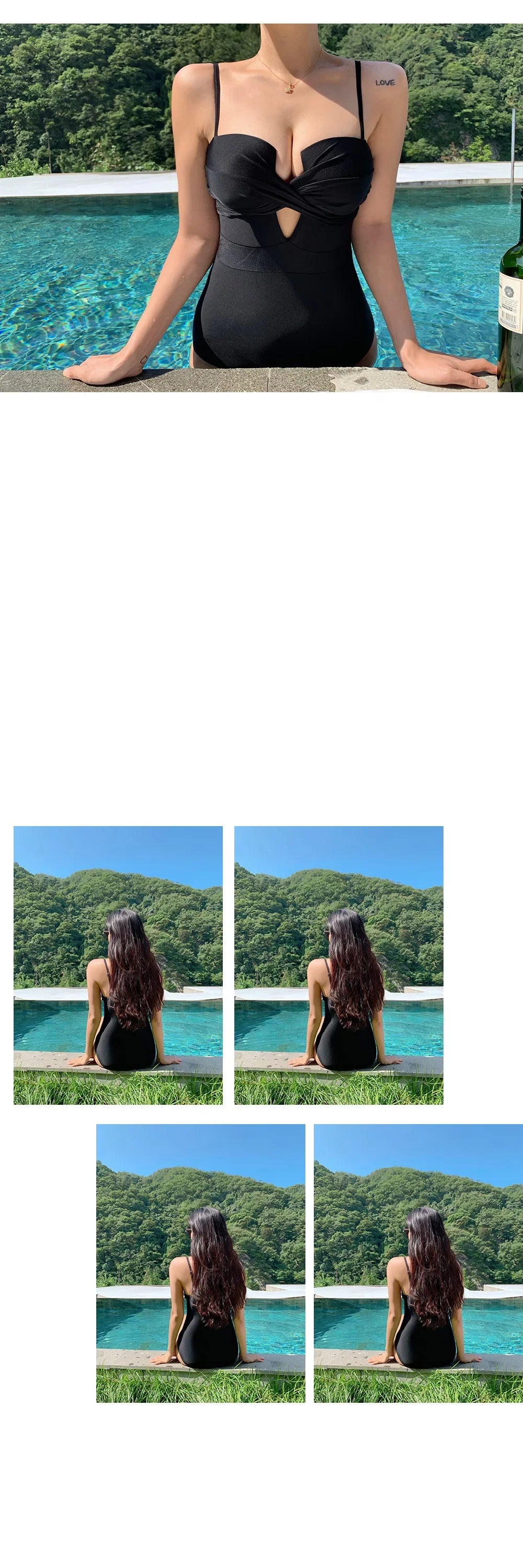 New One-piece Swimsuit Women Japan and South Korea Twist Bag Sexy Big Breasts Gathered Swimsuit