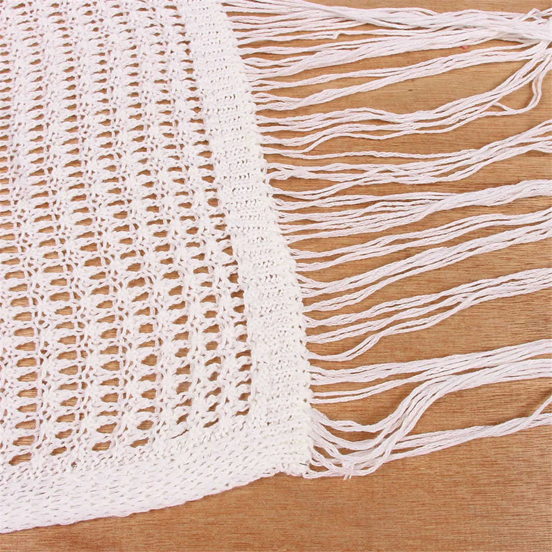 New Sexy S - XL Fringe Tassel Knitted Crochet Tunic Beach Cover Up Cover-ups Beach Dress Beach Wear Beachwear Female Women V3791