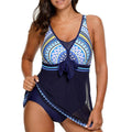 DEKA Vintage Deep V Swimwear Women Plus Size Bikini One Piece Swimsuit with Skirt Female Swim Dress Bather Beach Suit Large Size