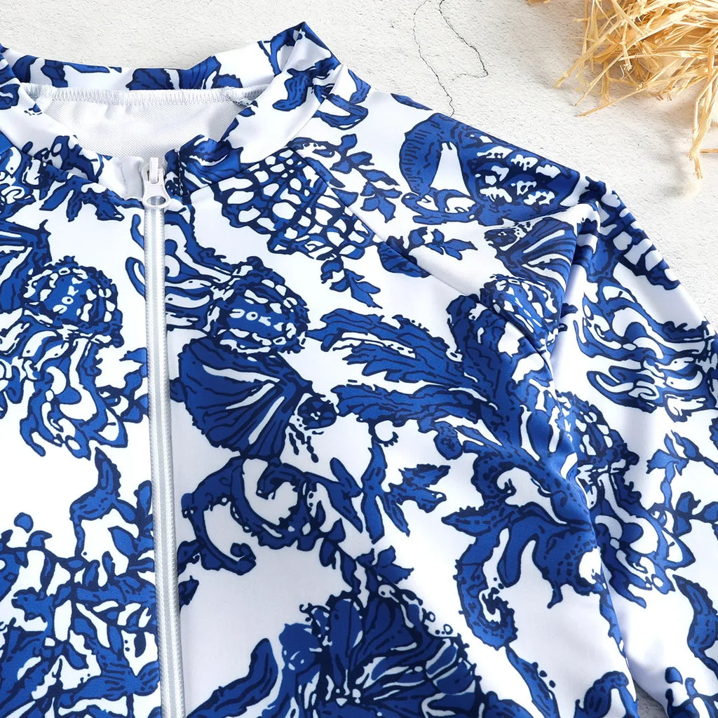 2024 New Women Swimsuit One Pieces Sexy Sports Wear Print Ladies Bathing Suit Long Sleeves Beach Wear Surfling Suit  Rashguad