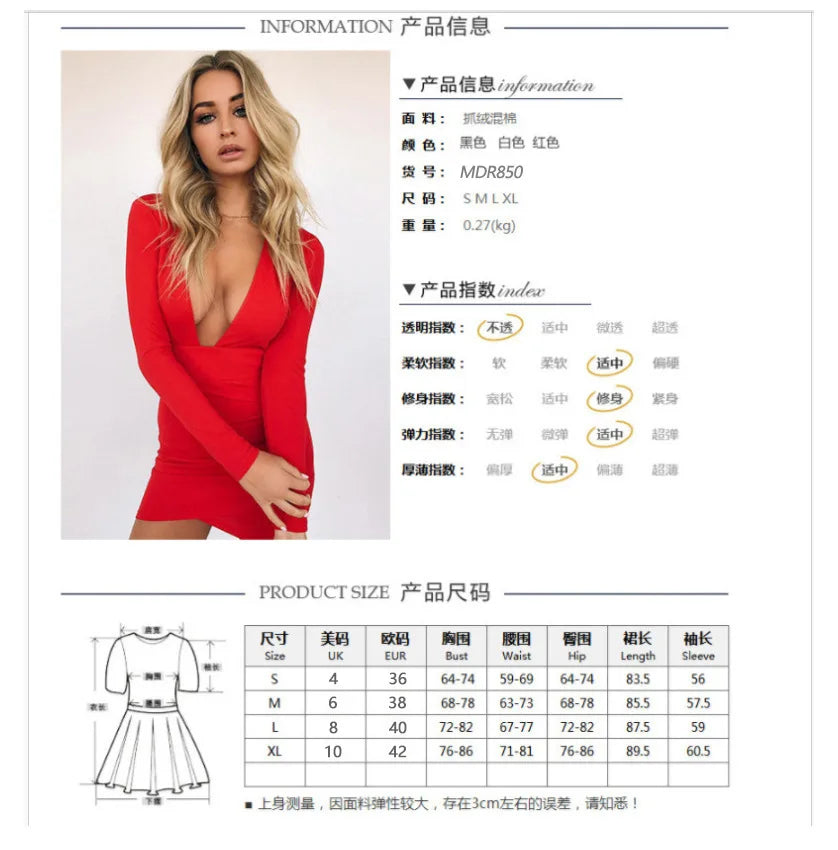 Solid Color Slim Mini Dresses Women 2024 Sexy Deep V-neck Backless Package Hip Bodycon Dress Female Fashion Party Club Vestidos