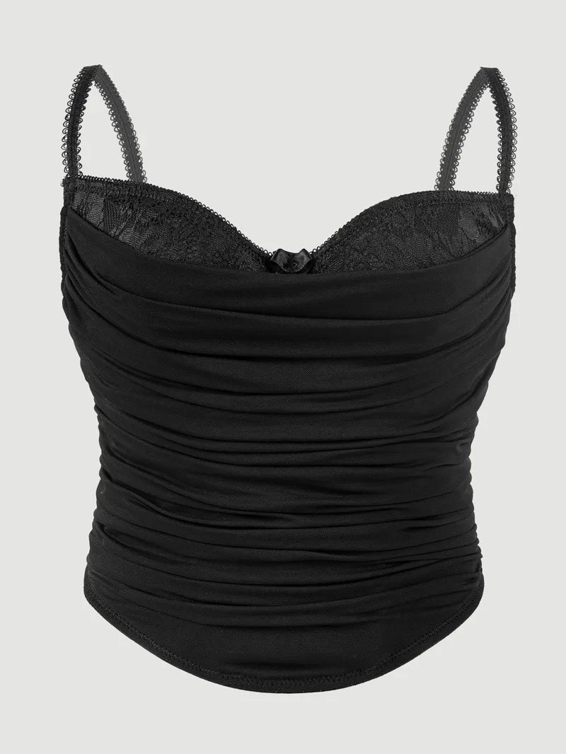 Camisole Tight Corset Sexy Transparent Mesh Patchwork Tube Top Slimming Hot Girl Outerwear Party Crop Top Pure Desire Top C9L1