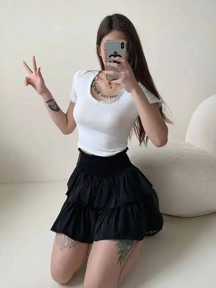 Cake Skirt White Fluffy High Waisted Girlish Style Short Half Skirt Black Ballet Skirt Fashion Sweet Korean Women 2026 New 55OK