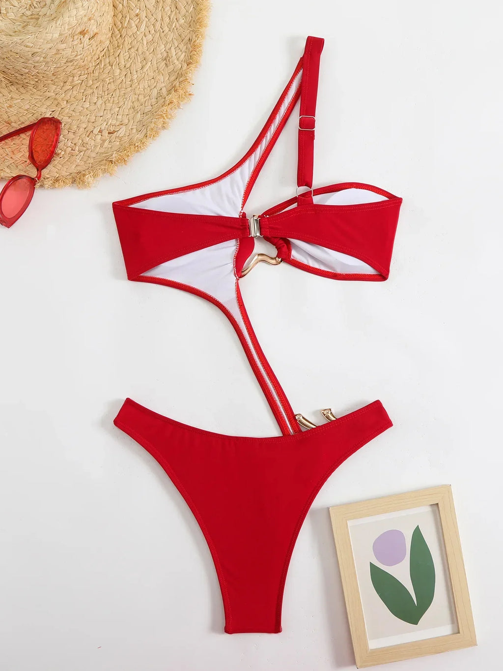 Sexy Black Hollow Out Bikini 2025 Women One Shoulder Metal Designer  Backless Thong One Piece Swimsuit Summer Bathing Suits