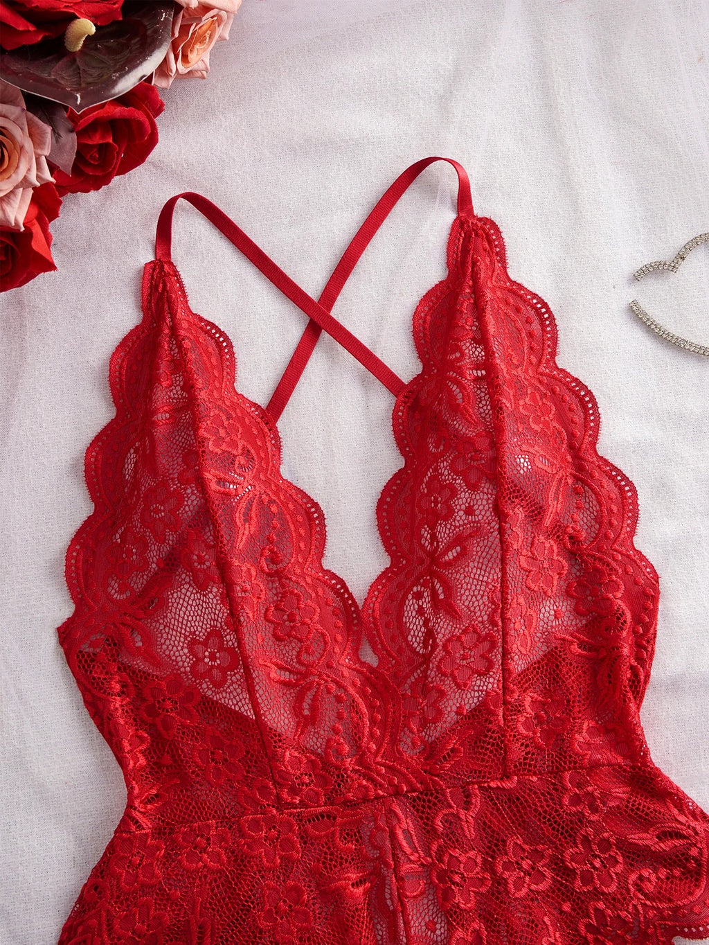 Women's Lace Bodysuit Comfortable Soft Stretch Fashion Casual One Piece Underwear Sleepwear